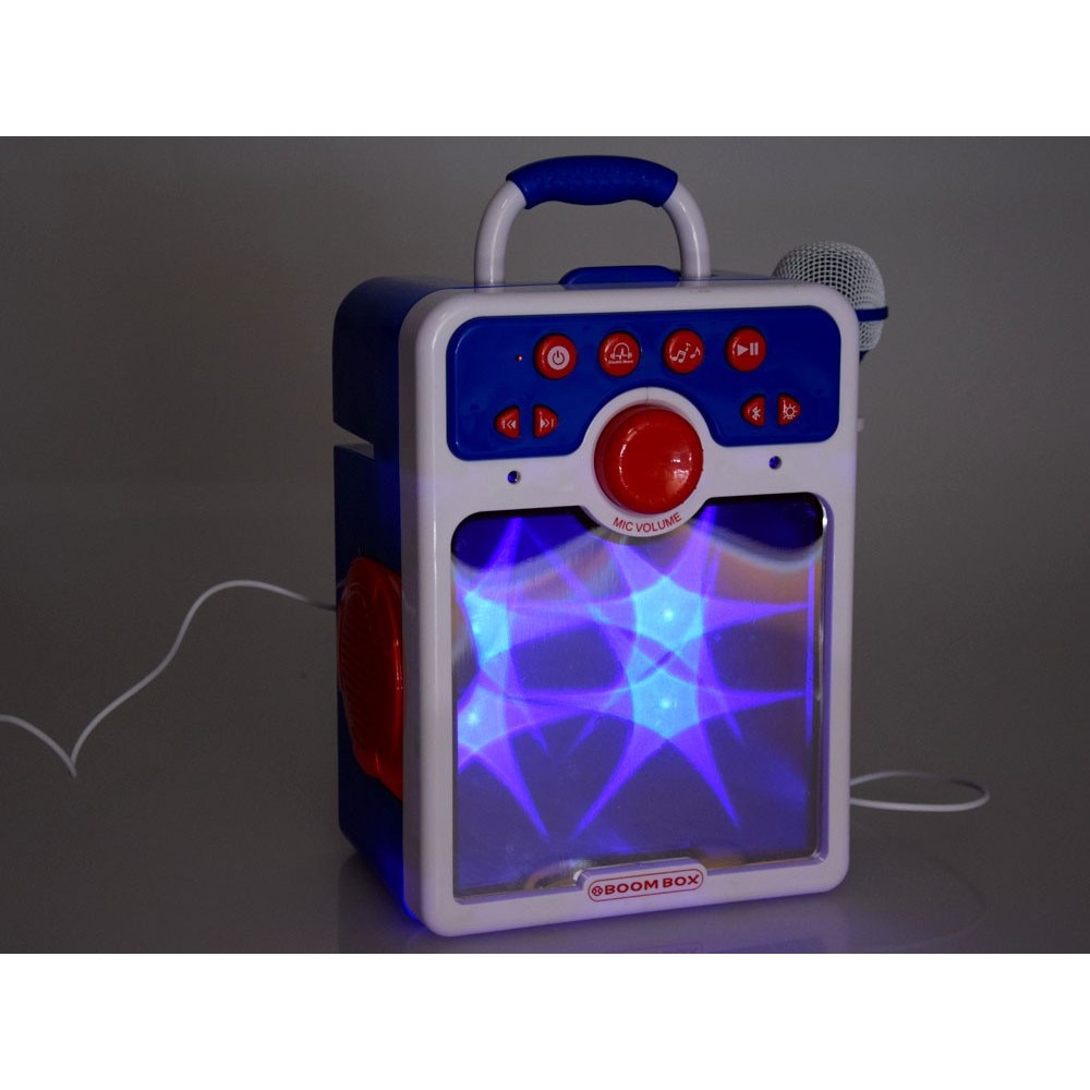JOKO Detský Karaoke Reproduktor s Mikrofónom Boombox + vstup USB a MP3, modrý
