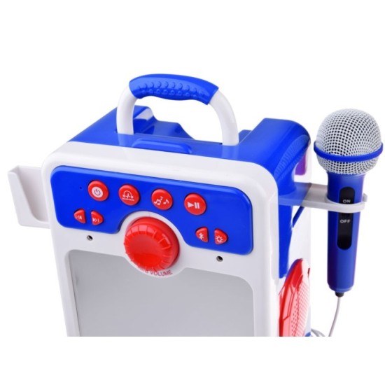 JOKO Detský Karaoke Reproduktor s Mikrofónom Boombox + vstup USB a MP3, modrý