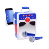 JOKO Detský Karaoke Reproduktor s Mikrofónom Boombox + vstup USB a MP3, modrý