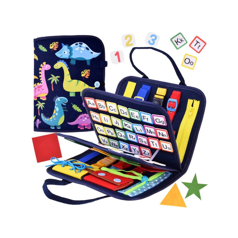 JOKO Montessori Látková Vzdelávacia Kniha pre deti so zipsom, šnúrkami, gombíkami + Abeceda a Čísla
