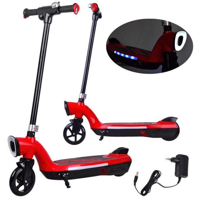 JOKO Elektrická Kolobežka 12V 45W s LED osvetlením, nosnosť 50kg, červená
