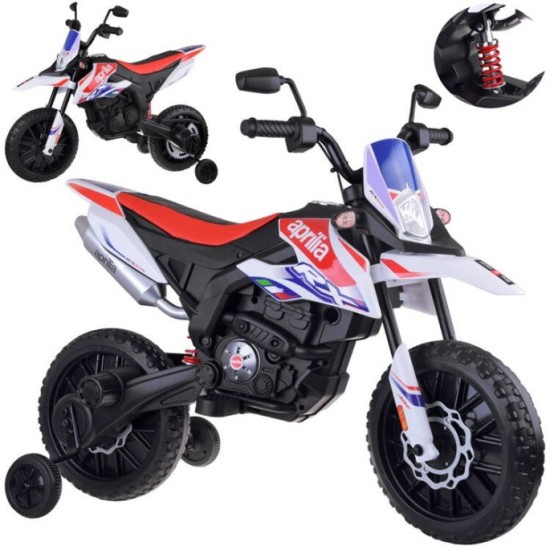 JOKO Elektrická Motorka APRILIA RX125, penové kolesá, kožené sedadlo, červená