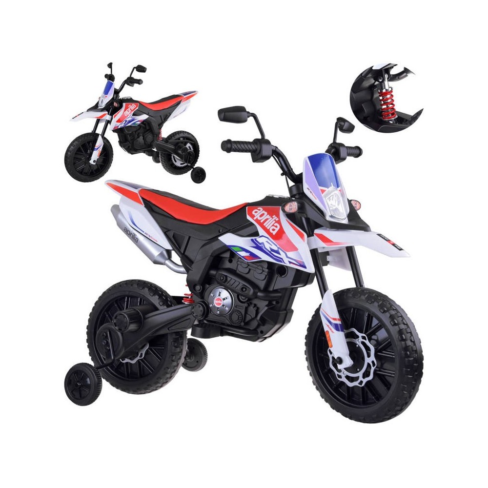JOKO Elektrická Motorka APRILIA RX125, penové kolesá, kožené sedadlo, červená