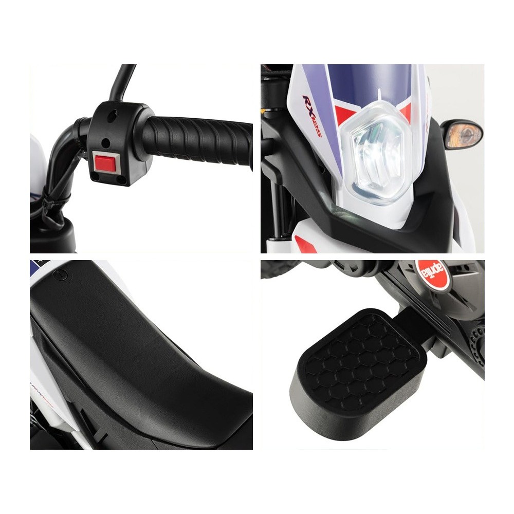 JOKO Elektrická Motorka APRILIA RX125, penové kolesá, kožené sedadlo, červená