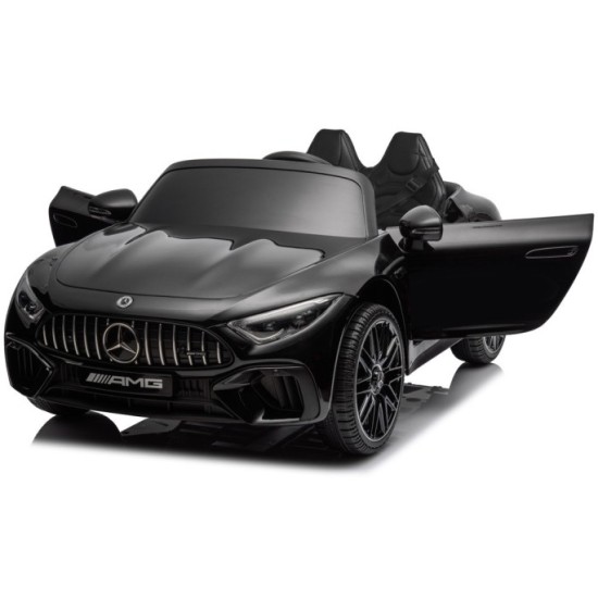 JOKO Elektrické autíčko Mercedes SL 63 AMG, penové kolesá, kožené sedadlo, čierne