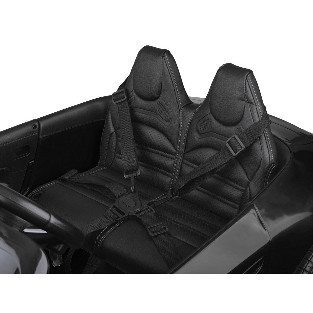 JOKO Elektrické autíčko Mercedes SL 63 AMG, penové kolesá, kožené sedadlo, čierne