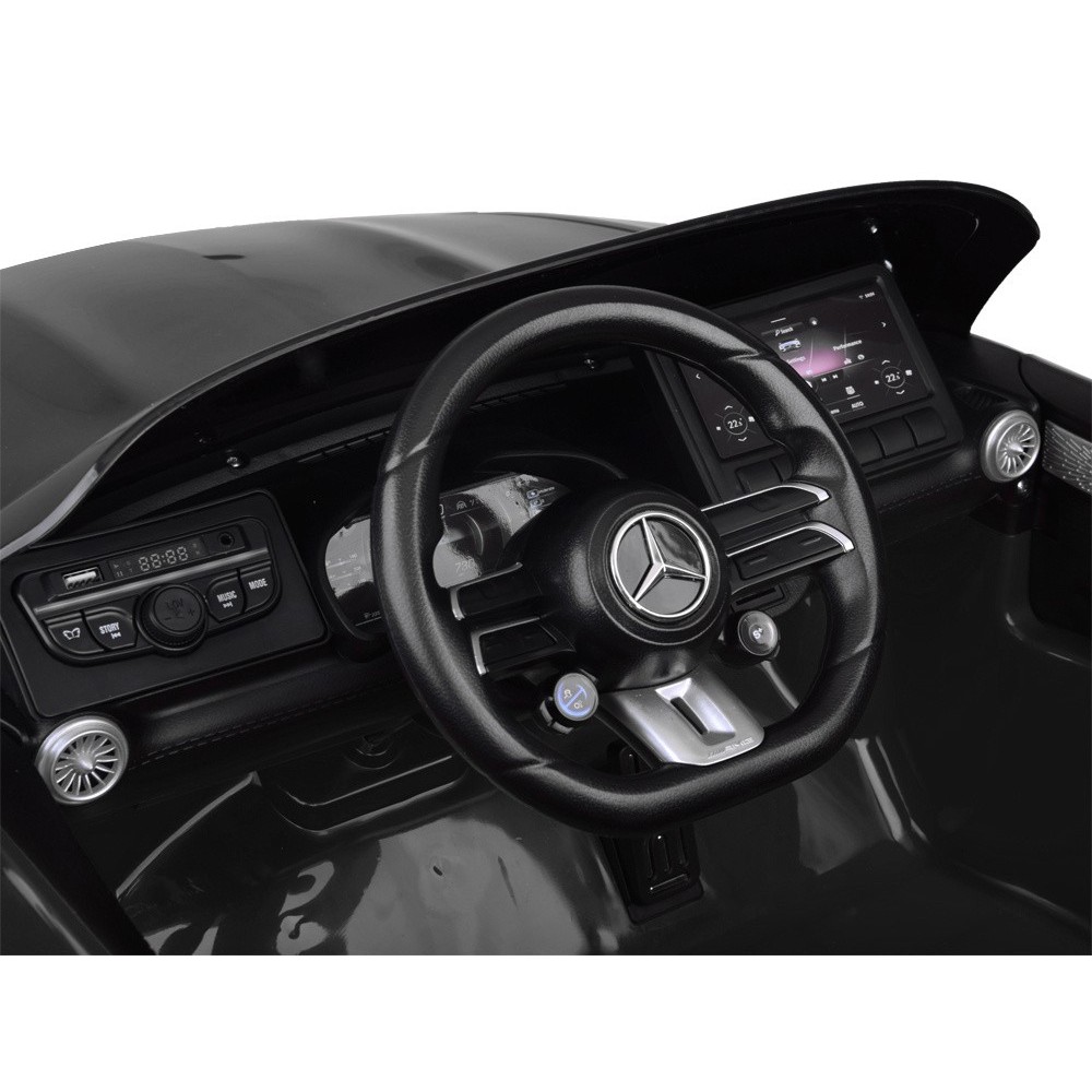 JOKO Elektrické autíčko Mercedes SL 63 AMG, penové kolesá, kožené sedadlo, čierne
