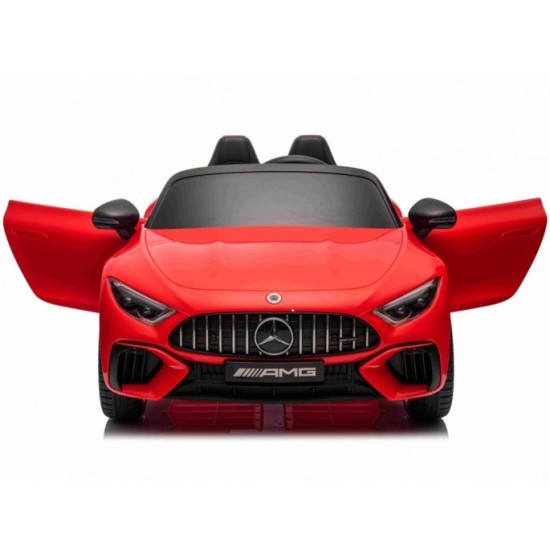 JOKO Elektrické autíčko Mercedes SL 63 AMG, penové kolesá, kožené sedadlo, červené