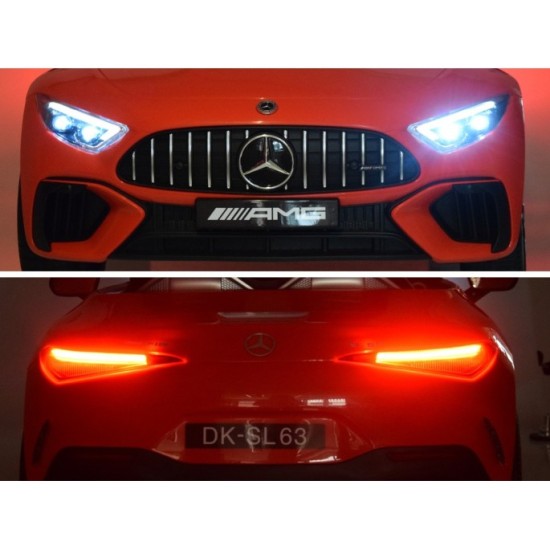JOKO Elektrické autíčko Mercedes SL 63 AMG, penové kolesá, kožené sedadlo, červené