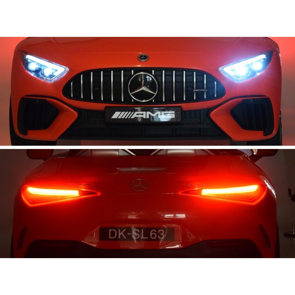 JOKO Elektrické autíčko Mercedes SL 63 AMG, penové kolesá, kožené sedadlo, červené
