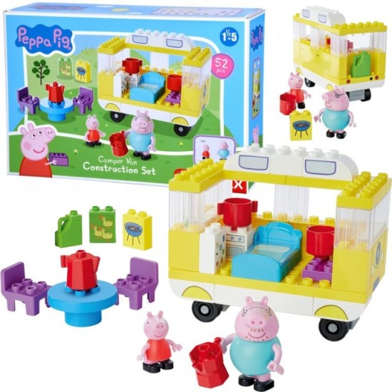 JOKO Konštrukčná Stavebnica Peppa Pig Camper Karavan, Kempovanie s ockom 52ks