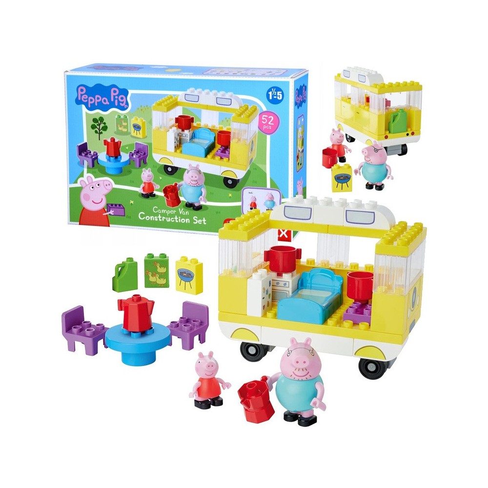 JOKO Konštrukčná Stavebnica Peppa Pig Camper Karavan, Kempovanie s ockom 52ks