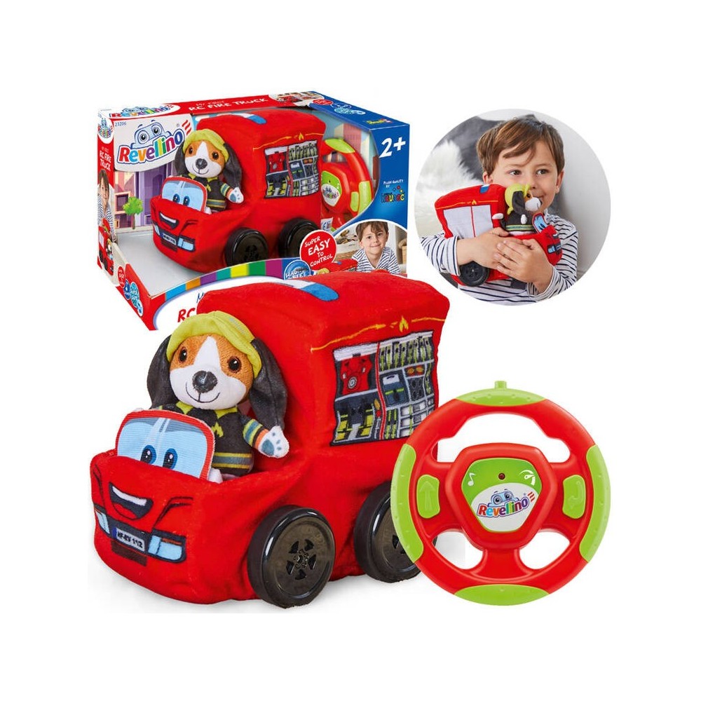 Revell Revellino Moje prvé RC Hasičské auto, diaľkovo ovládané plyšové auto pre deti od 2 rokov + Plyšový Hasičský Pes