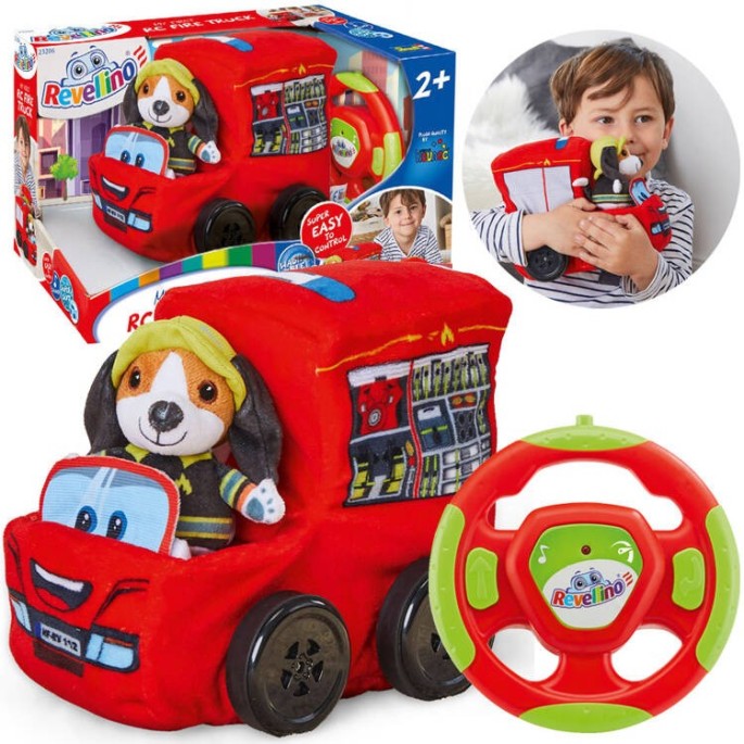 Revell Revellino Moje prvé RC Hasičské auto, diaľkovo ovládané plyšové auto pre deti od 2 rokov + Plyšový Hasičský Pes