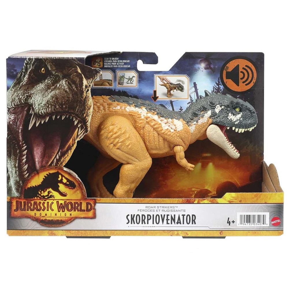 Mattel Jurský Svet Dominion Dinosaurus Skorpiovenator so zvukom, hýbe chvostom, hlavou, otvára ústa, na batérie