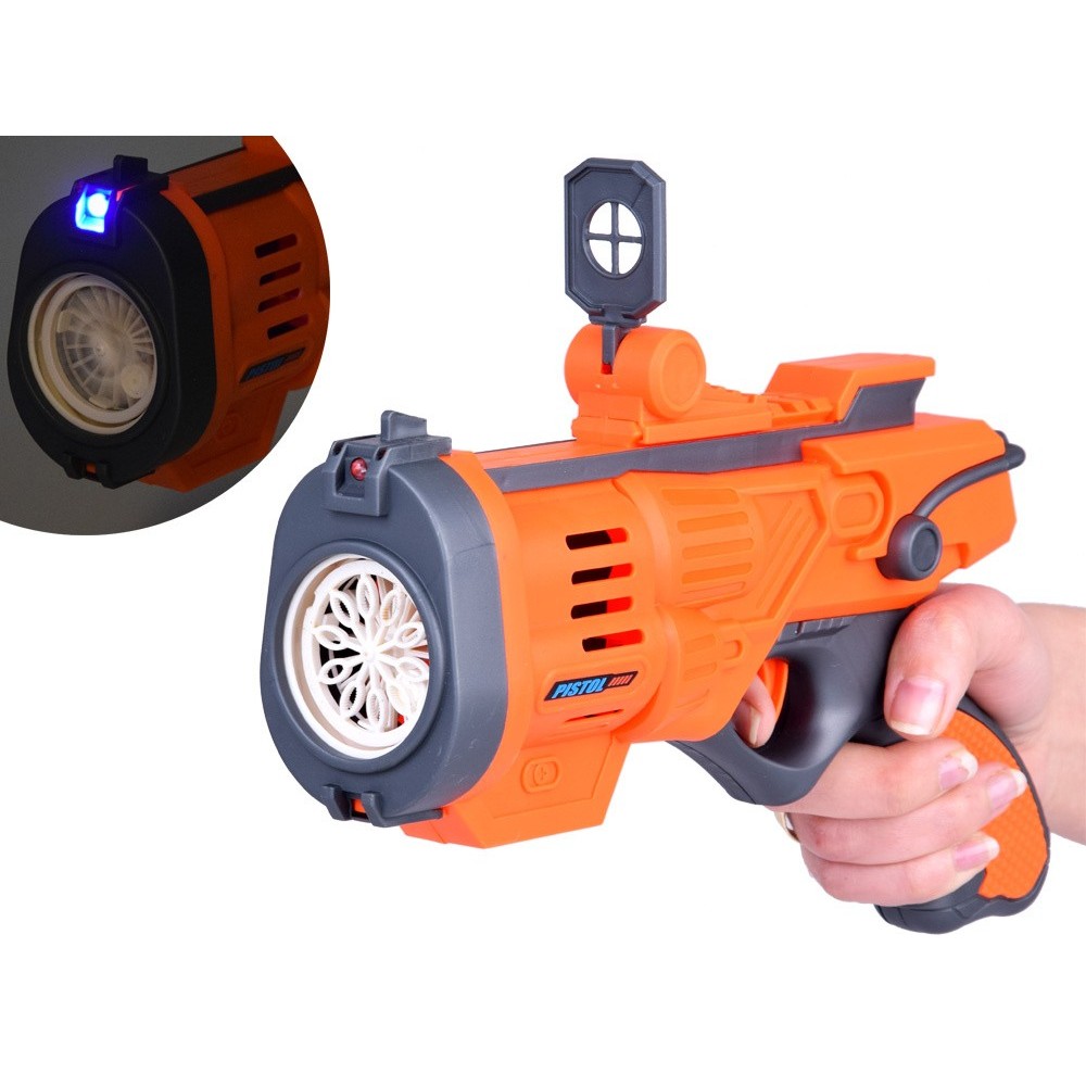 JOKO Bublifuková pištoľ na batériu + USB nabíjačka, oranžová