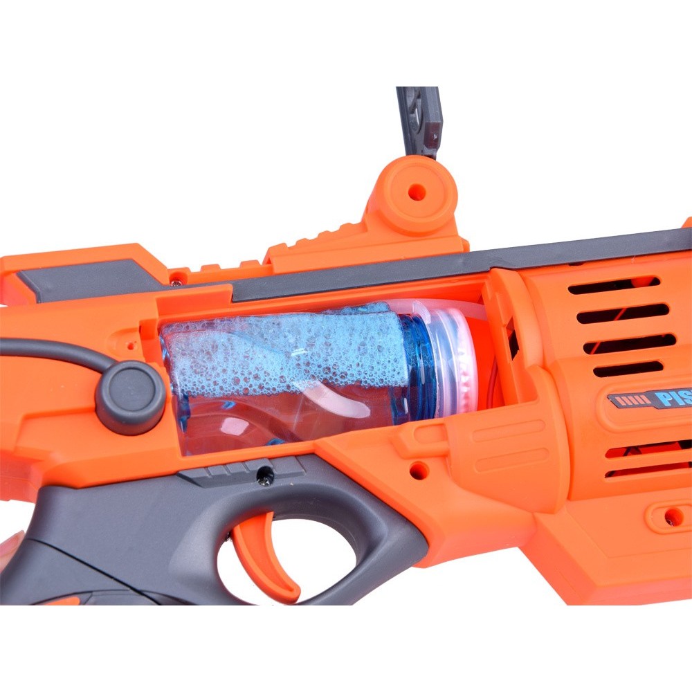 JOKO Bublifuková pištoľ na batériu + USB nabíjačka, oranžová