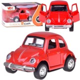 JOKO Kovový Model AUTO Volkswagen Beetle so svetlom a zvukom + otváracie dvere, červené