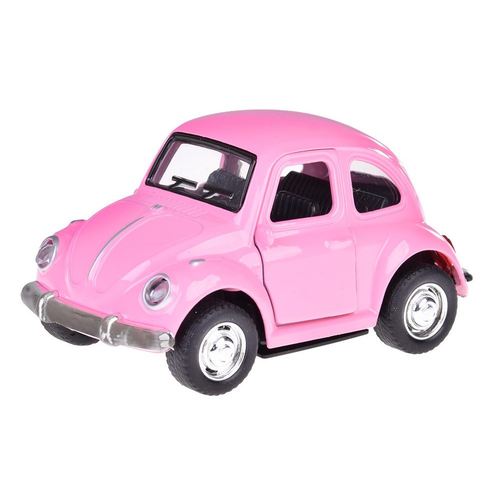 JOKO Kovový Model AUTO Volkswagen Beetle so svetlom a zvukom + otváracie dvere, ružové