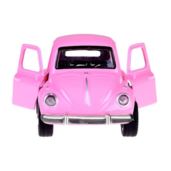 JOKO Kovový Model AUTO Volkswagen Beetle so svetlom a zvukom + otváracie dvere, ružové