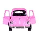 JOKO Kovový Model AUTO Volkswagen Beetle so svetlom a zvukom + otváracie dvere, ružové