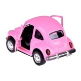 JOKO Kovový Model AUTO Volkswagen Beetle so svetlom a zvukom + otváracie dvere, ružové