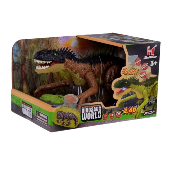 JOKO RC Dinosaurus na diaľkové ovládanie so svetlom a zvukom, hnedý