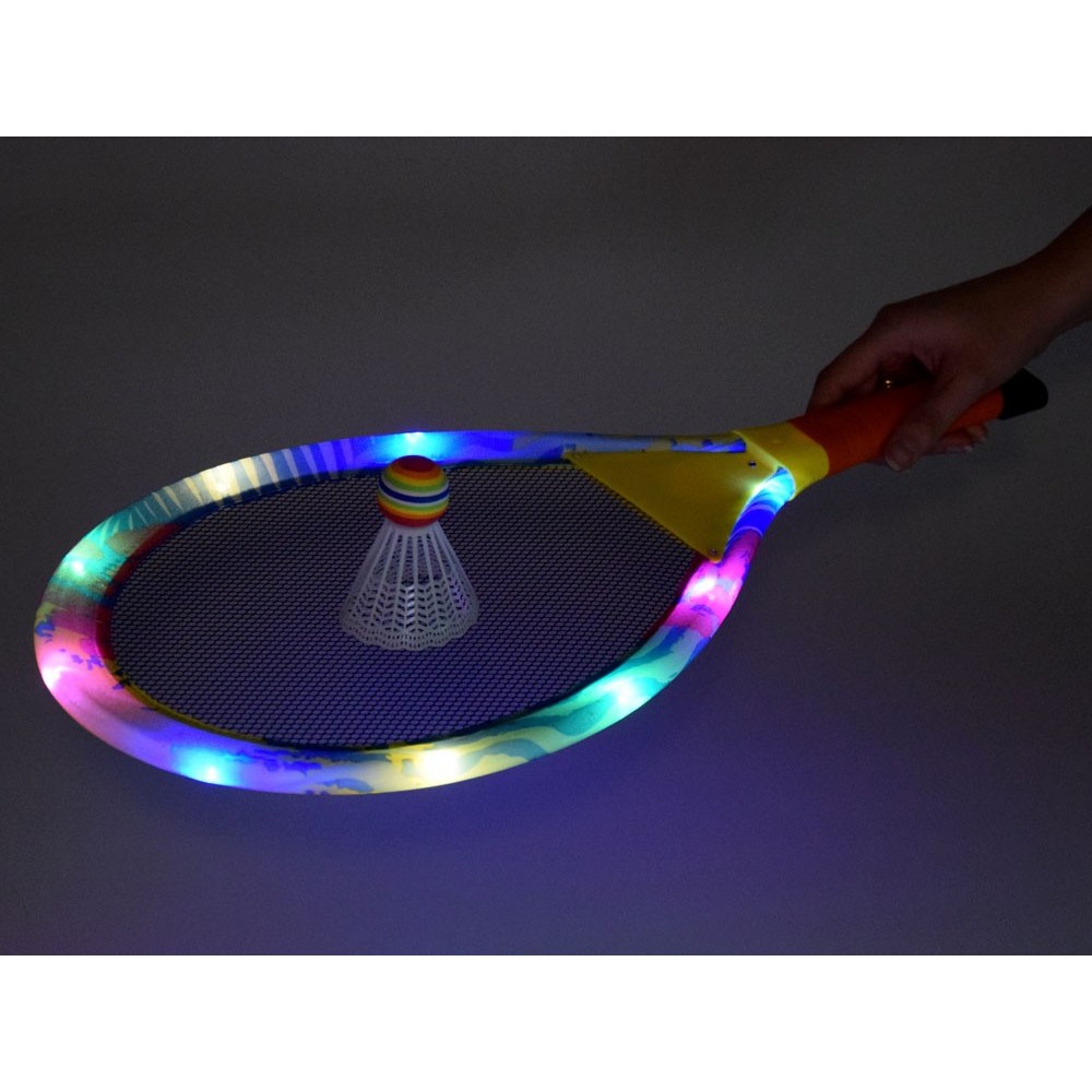 JOKO Detské Badmintonové Rakety s LED svetlom + košík s LED svetlom