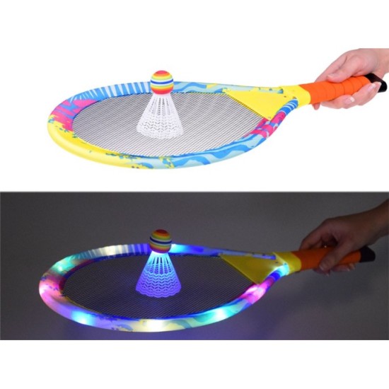 JOKO Detské Badmintonové Rakety s LED svetlom + košík s LED svetlom