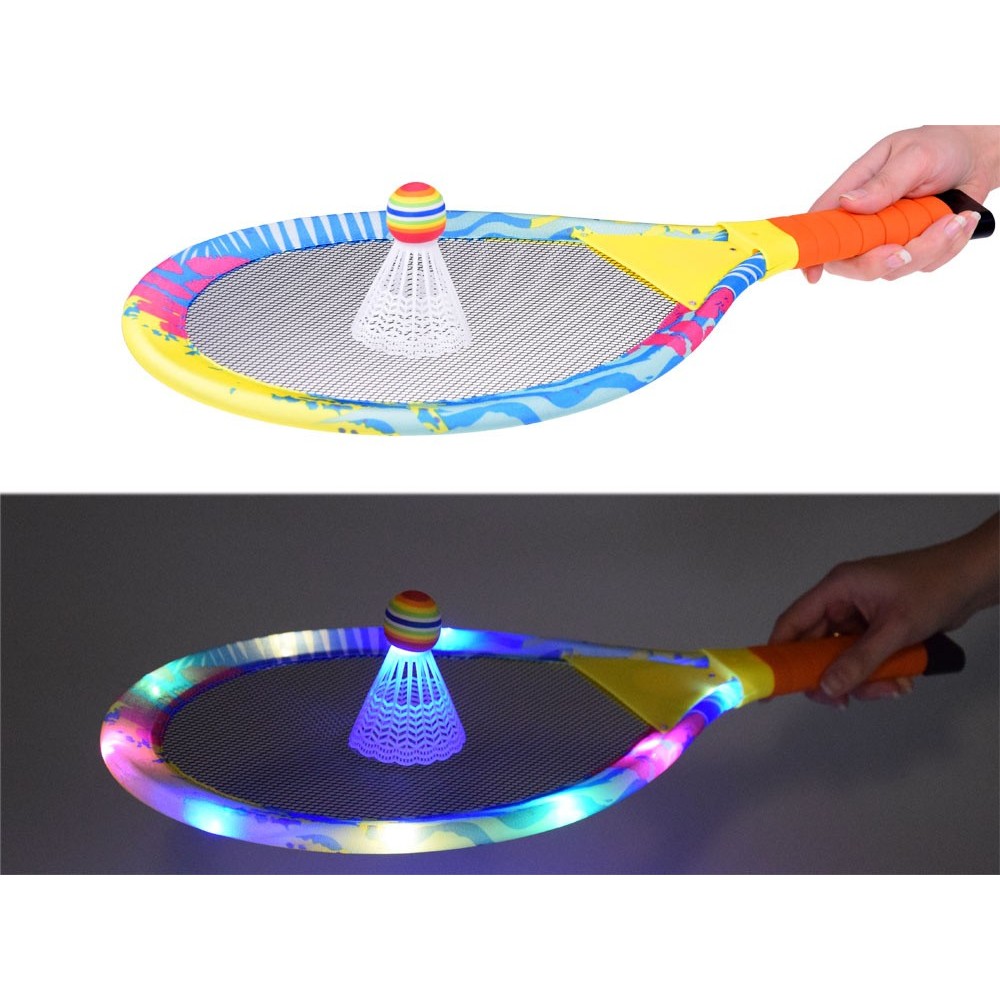 JOKO Detské Badmintonové Rakety s LED svetlom + košík s LED svetlom