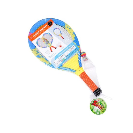 JOKO Detské Badmintonové Rakety s LED svetlom + košík s LED svetlom