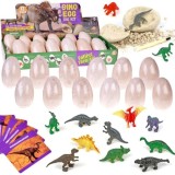 JOKO Archeologická Sada 12ks VEĽKÉ Sádrové Dinosaurie Vajcia + 12ks kartičky o Dinosauroch + nástroje