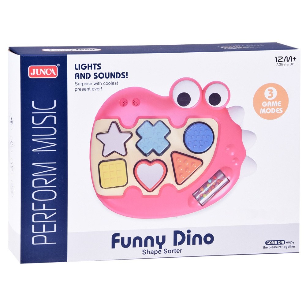 JOKO Interaktívna Senzorická hra Dinosarus Triedič kociek so svetlom a zvukom na batérie 3v1