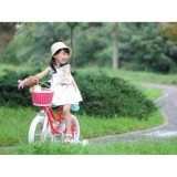 RoyalBaby Detský Bicykel STAR GIRL 14" s košíkom a zvončekom + vodiaca tyč, modrý