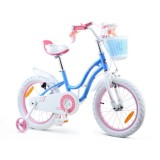 RoyalBaby Detský Bicykel STAR GIRL 16" s košíkom a zvončekom, modrý