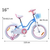 RoyalBaby Detský Bicykel STAR GIRL 16" s košíkom a zvončekom, modrý