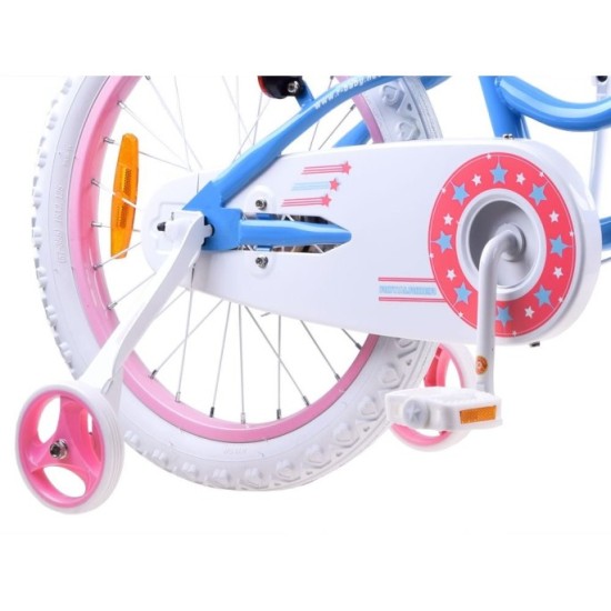 RoyalBaby Detský Bicykel STAR GIRL 16" s košíkom a zvončekom, modrý