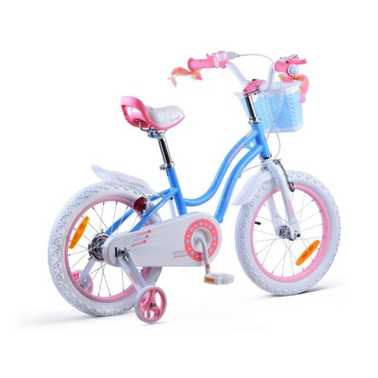 RoyalBaby Detský Bicykel STAR GIRL 16" s košíkom a zvončekom, modrý