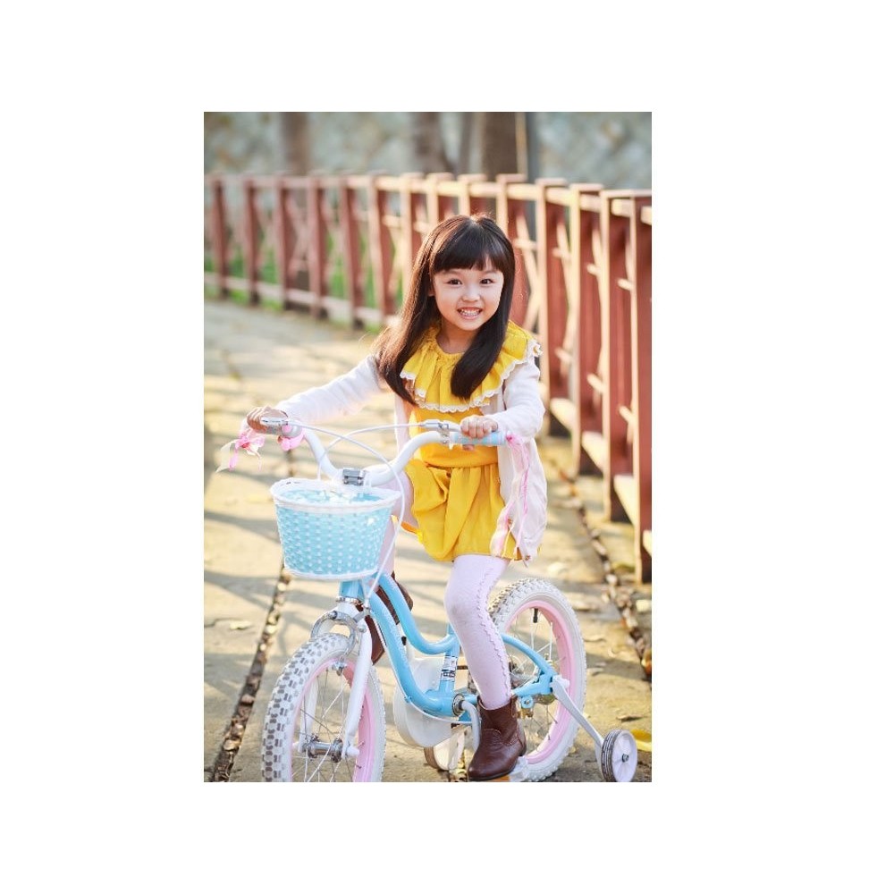 RoyalBaby Detský Bicykel STAR GIRL 16" s košíkom a zvončekom, modrý
