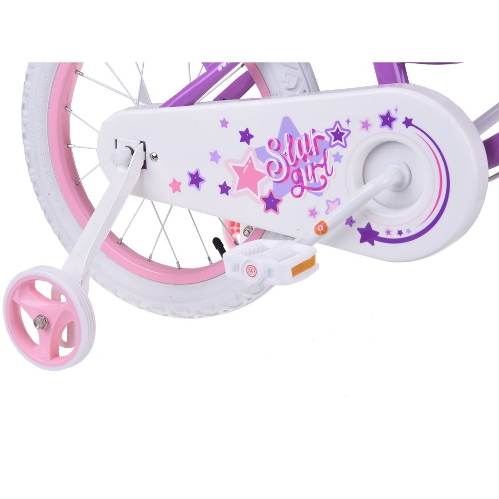 RoyalBaby Detský Bicykel STAR GIRL 16" s košíkom a zvončekom, fialový