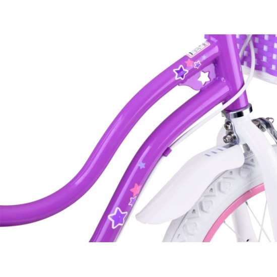 RoyalBaby Detský Bicykel STAR GIRL 16" s košíkom a zvončekom, fialový
