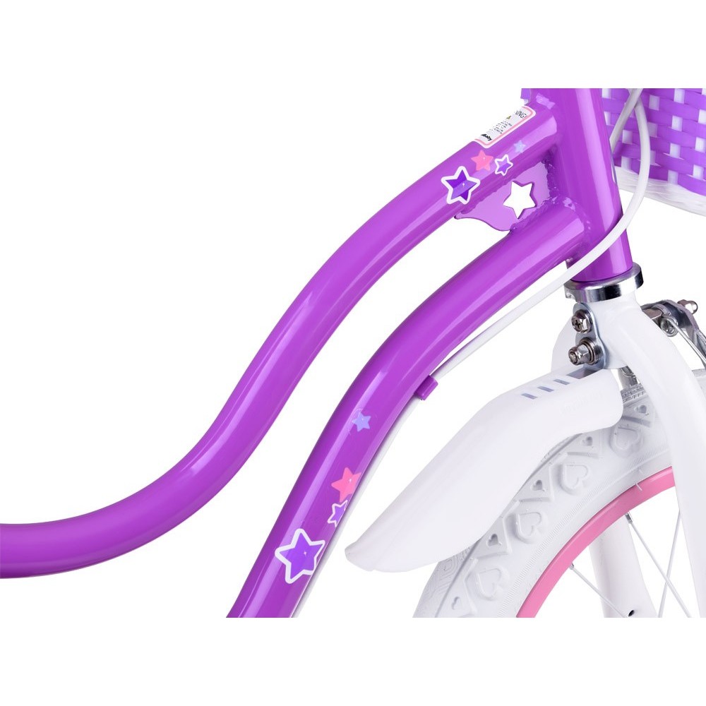 RoyalBaby Detský Bicykel STAR GIRL 16" s košíkom a zvončekom, fialový