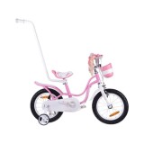 RoyalBaby Detský Bicykel Little Swan Labutie Krídla 14"s košíkom a zvončekom + mašle, ružový