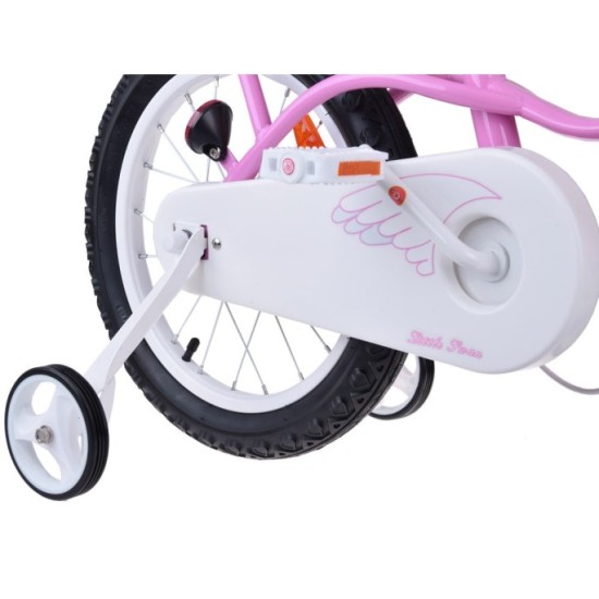 RoyalBaby Detský Bicykel Little Swan Labutie Krídla 14"s košíkom a zvončekom + mašle, ružový