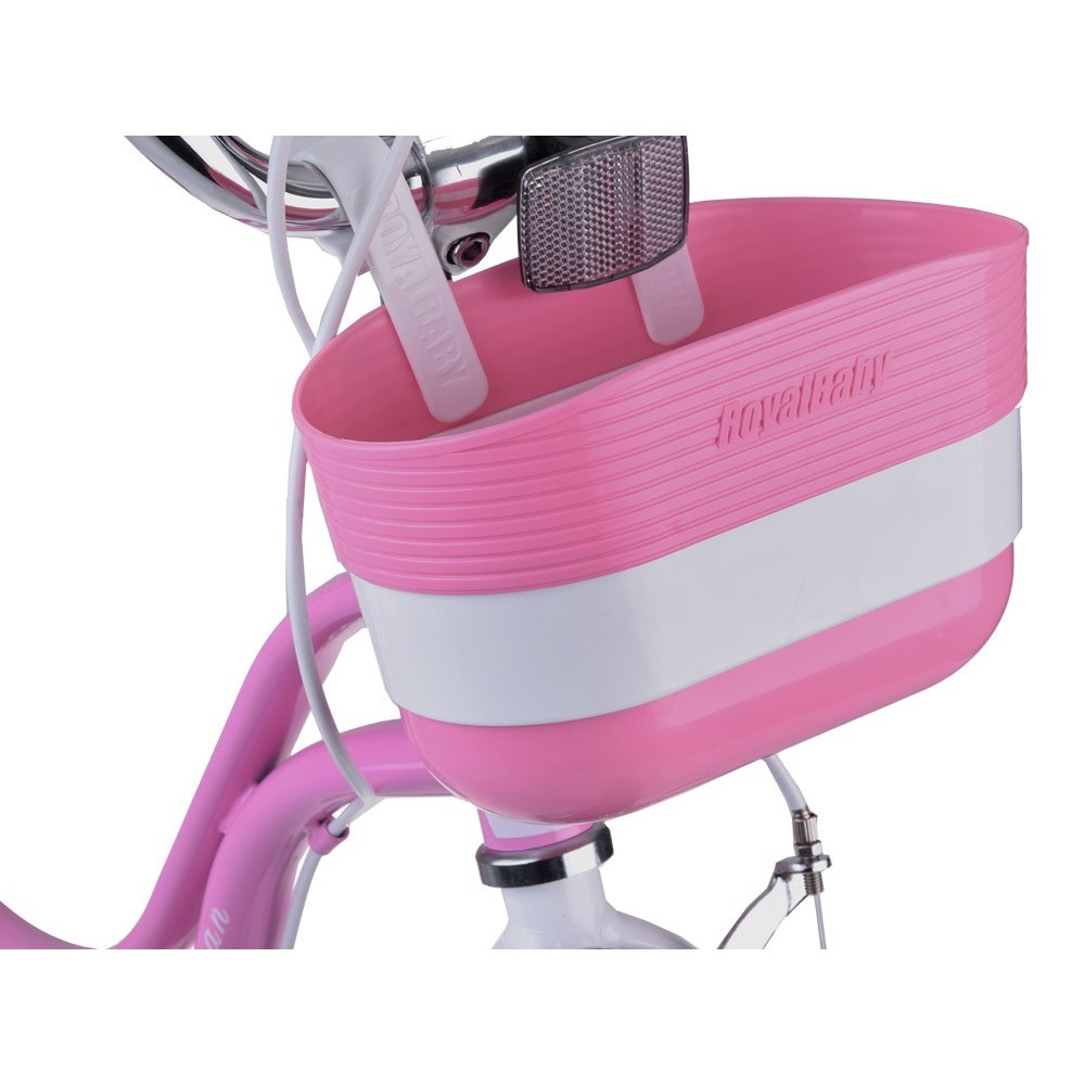 RoyalBaby Detský Bicykel Little Swan Labutie Krídla 14"s košíkom a zvončekom + mašle, ružový