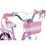 RoyalBaby Detský Bicykel Little Swan Labutie Krídla 14"s košíkom a zvončekom + mašle, ružový