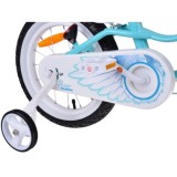 RoyalBaby Detský Bicykel Little Swan Labutie Krídla 14"s košíkom a zvončekom + mašle, modrý