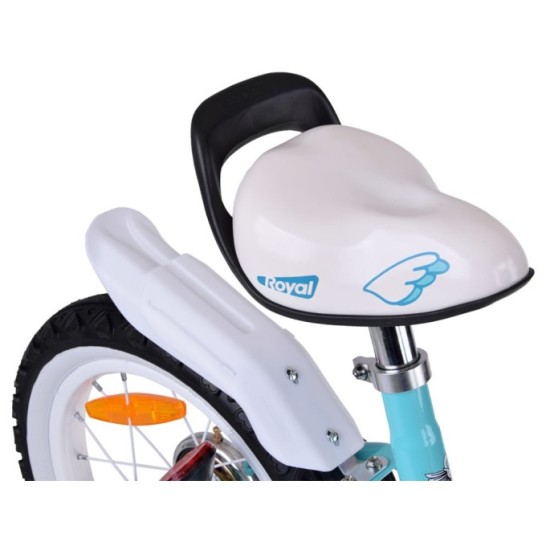 RoyalBaby Detský Bicykel Little Swan Labutie Krídla 14"s košíkom a zvončekom + mašle, modrý