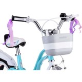 RoyalBaby Detský Bicykel Little Swan Labutie Krídla 14"s košíkom a zvončekom + mašle, modrý