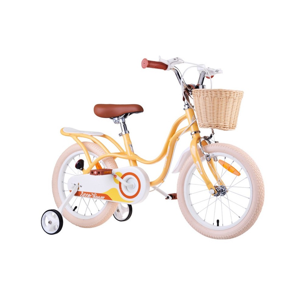 RoyalBaby Detský Bickyel Little Swan 16" Retro s košíkom a zvončekom, žltý